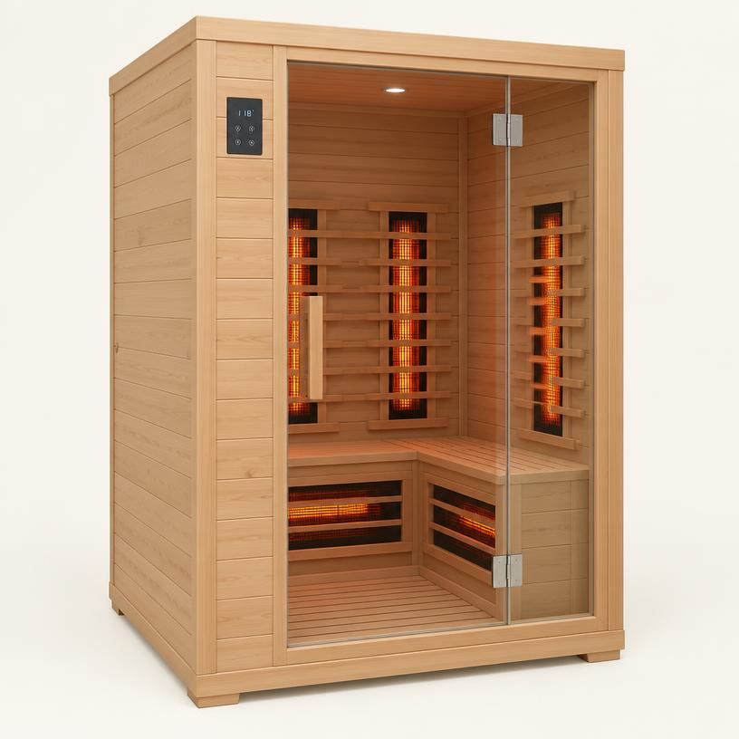 Dynamic Barcelona 1–2 person Canadian hemlock infrared sauna with glass door